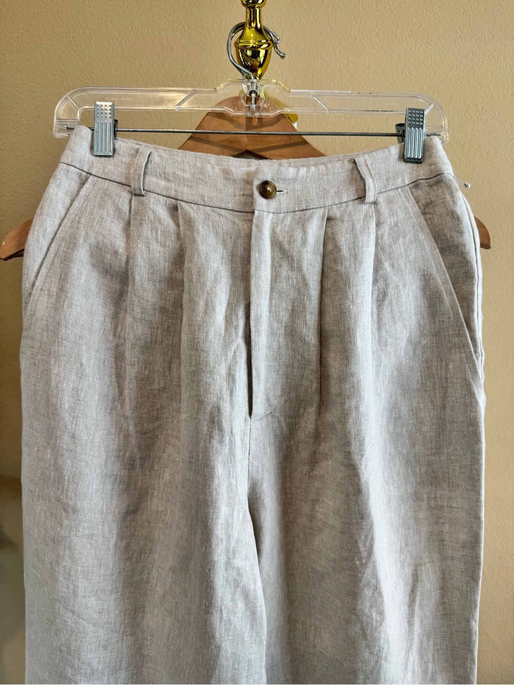Reformation Mason Linen High Rise Wide Leg Pleated Pant Beige Women 2 Like New - Picture 6 of 16